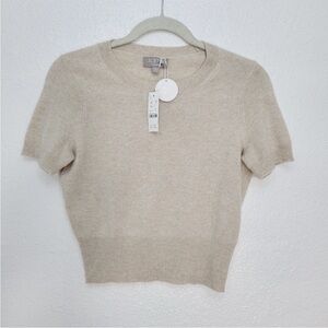 J. Crew Light Tan Crew Neck cashmere shortsleeve Sweater NWT